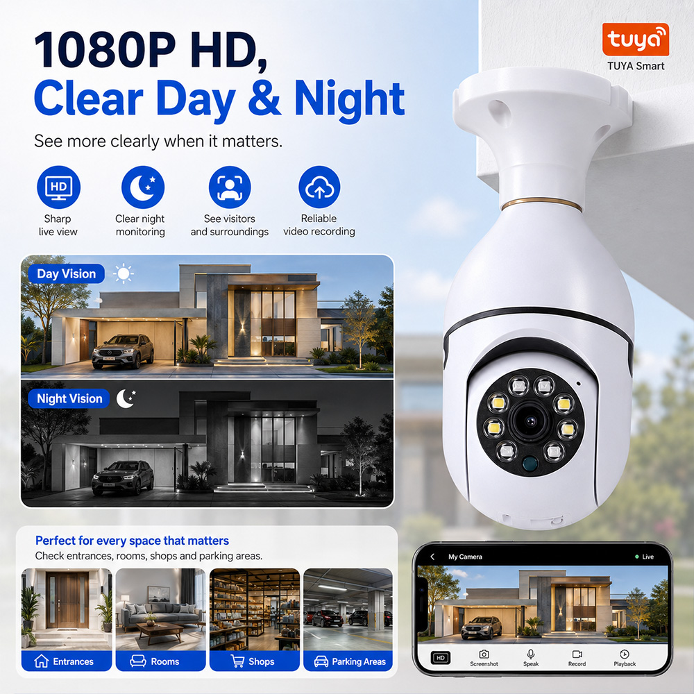 Photography Lighting Wireless - Bulb Camera Tuya Wireless Light 2MP