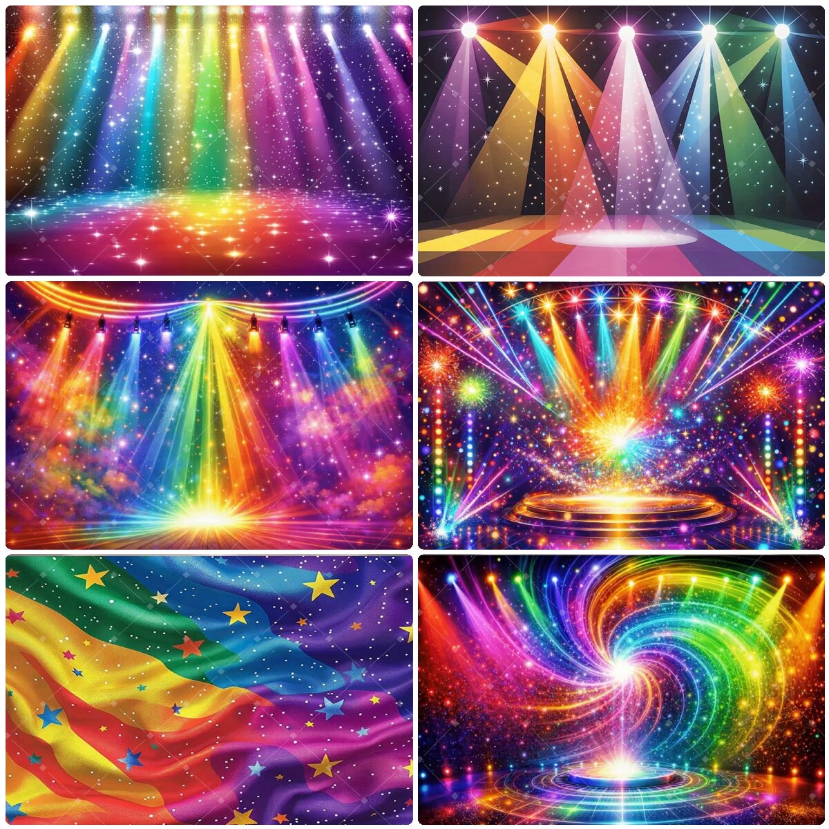 Photography Lighting And Backdrop - Colorful Rainbow Stage Light Backdrop Glitter