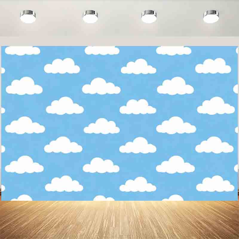 Photography Lighting And Backdrop - Cartoon Simple Blue Sky White Cloud