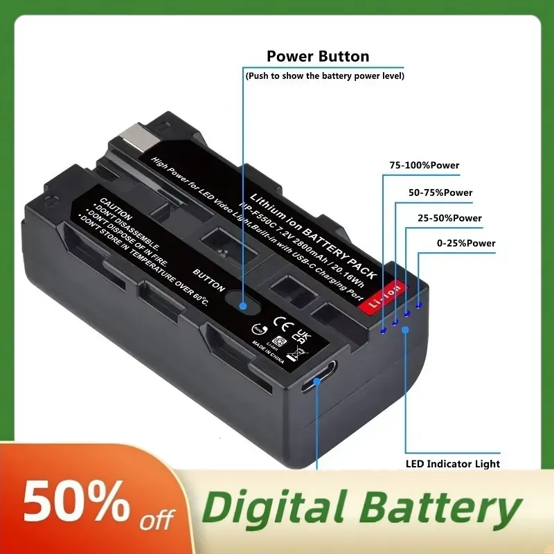 NP-F550C NP-F550 F570 Battery  - đánh giá và giá Video Light Panel Led